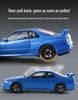 1:Игрушечная модель автомобиля 24 Alloy GTR R34 со звуком, светом, открывающимися дверями, управлением четырьмя колесами и инерционным механизмом