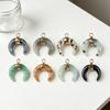 DIY Pendant Gold-Plated Edging Crescent Horn Design Natural Imitation Crystals Jade Necklace Bracelet Earrings Charm DIY Jewelry Making