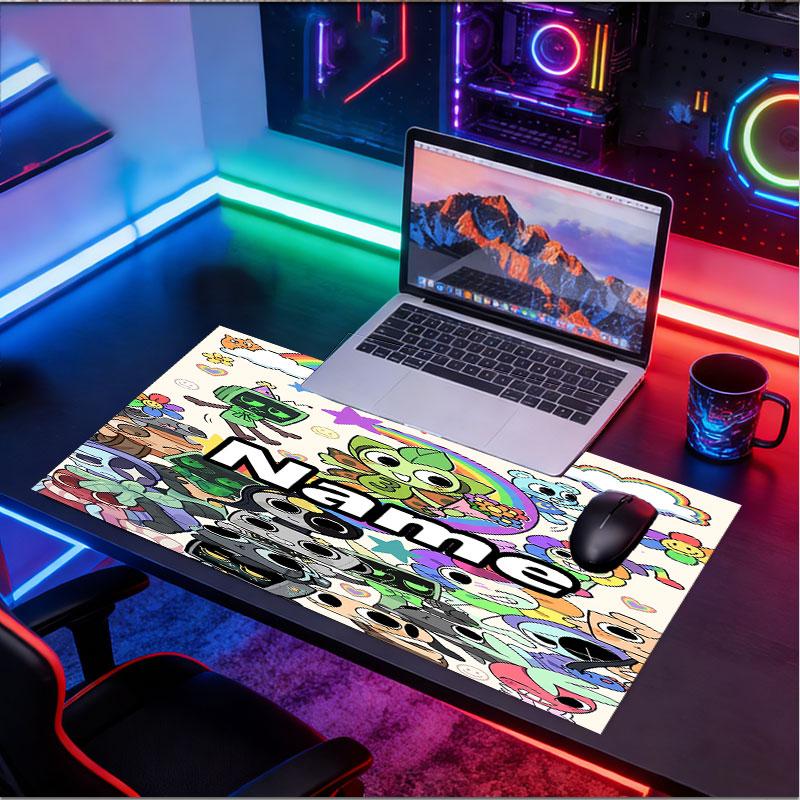 Custom Name Personalized Dandy's World Pattern Mousepad, Laptop PC Desk Mat, Decorative Desk Mat for Home Keyboard Pad Gift