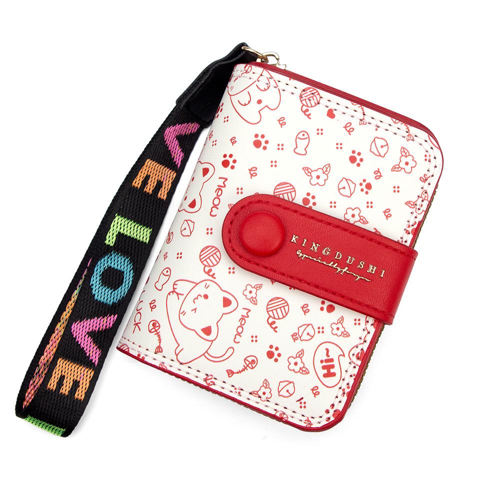 2025 Японский Милый Котенок Женский Короткий Кошелек и Держатель для Студенческой Карты Кошелек на Молнии для Монет