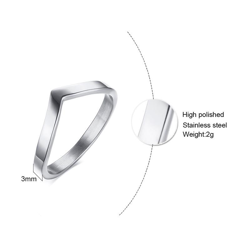Кольцо из нержавеющей стали V-образной формы с цирконом, с золотым покрытием, элегантное украшение для женщин, модный аксессуар