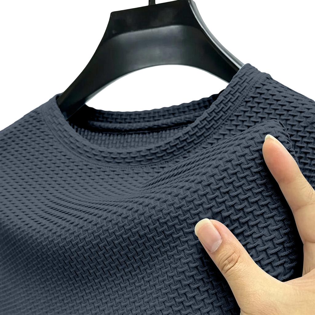 Men's Ice Silk Mesh Short Sleeve T-Shirt - Summer Breathable Cool Tee