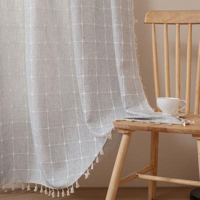 Современные простые водонепроницаемые шторы из окрашенного в пряжу хлопка и льна, однотонные, полузатеняющие, небольшие, свежие, для гостиной, балкона, легкие шторы из хлопка и льна