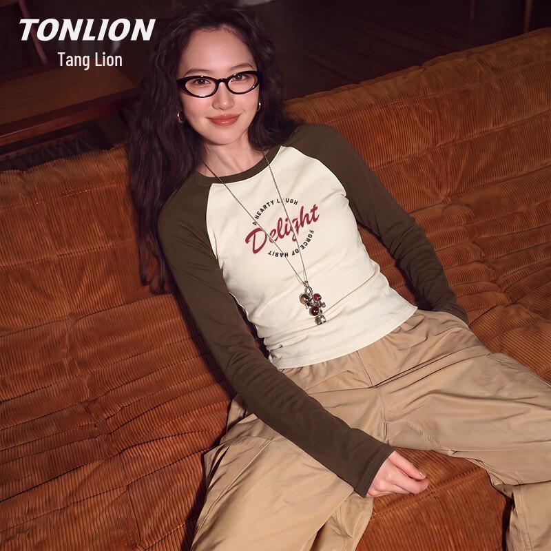 Женская футболка TonLion с цветовыми блоками, длинным рукавом и приталенным кроем