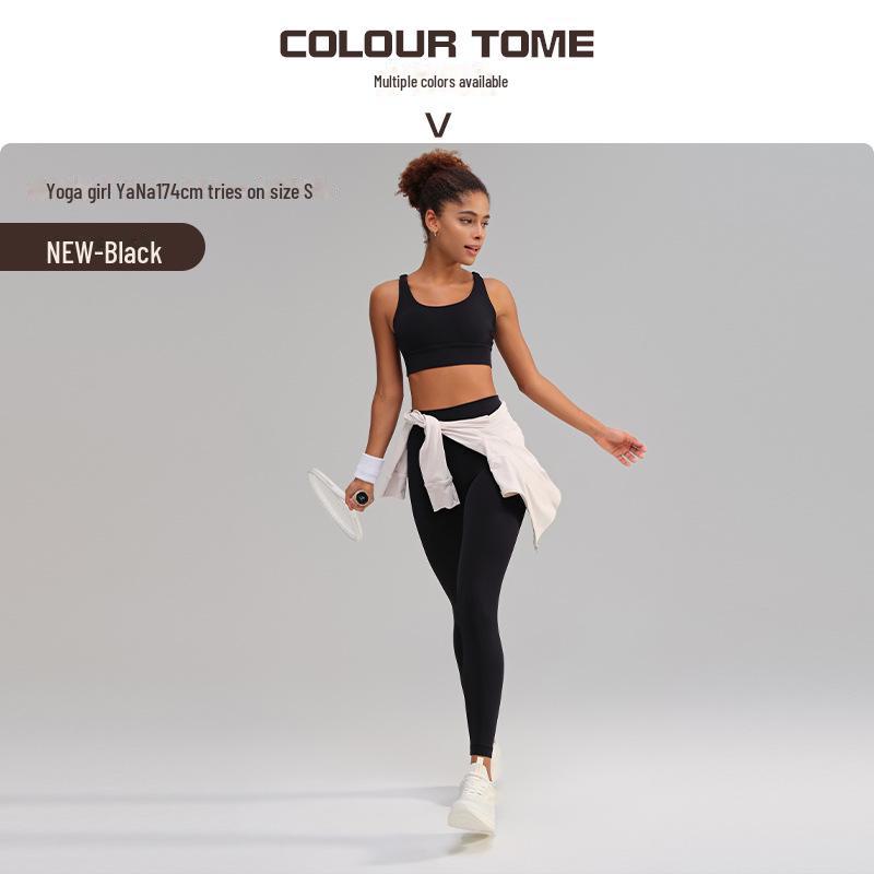 Европейский американский костюм для йоги с перекрестными спинами: Спортивный бюстгальтер для похудения и фитнес-брюки с карманами No-Line
