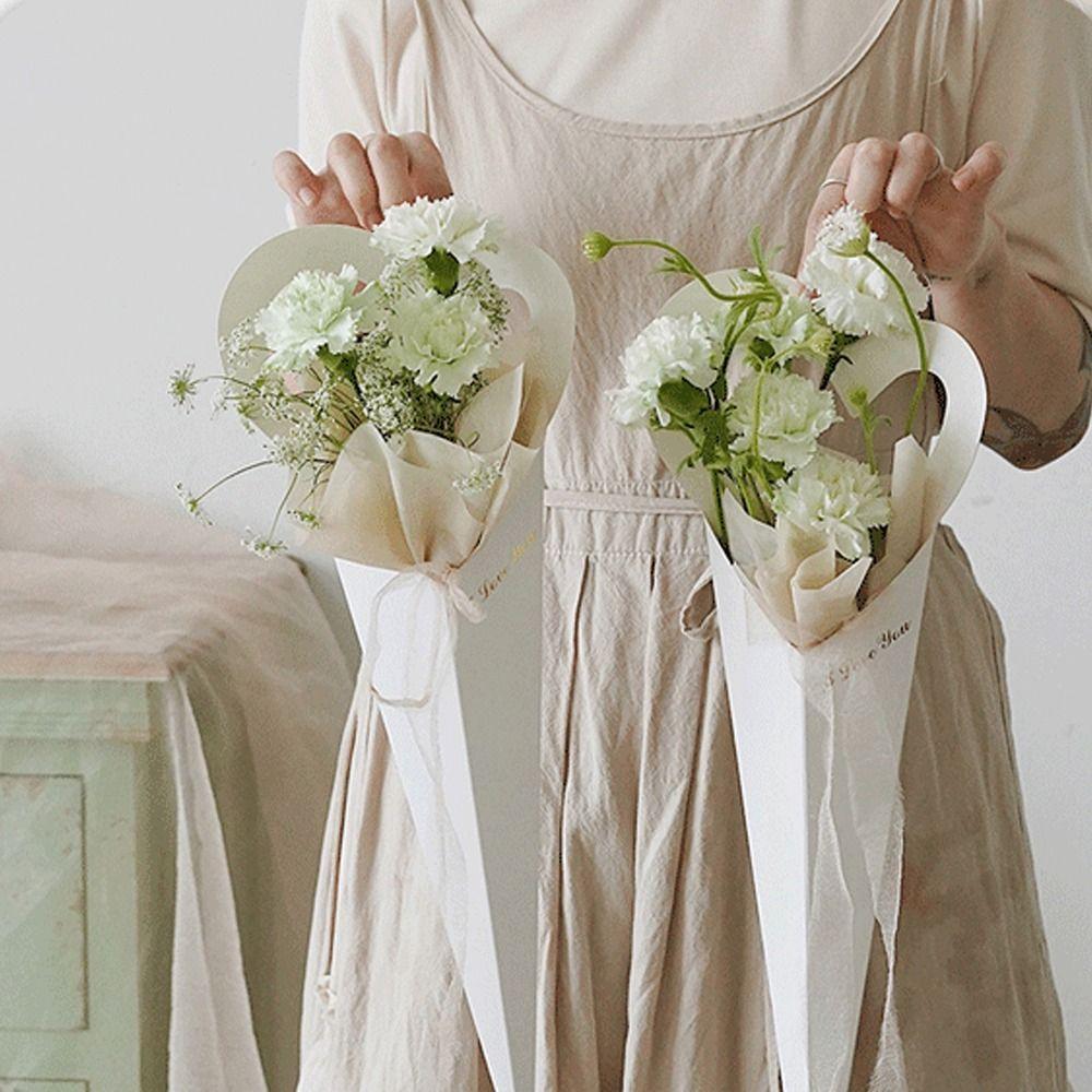 10 шт. Романтичная коробка для одного цветка в форме сердца, бумажная коробка для упаковки букета, для свадьбы, дня рождения