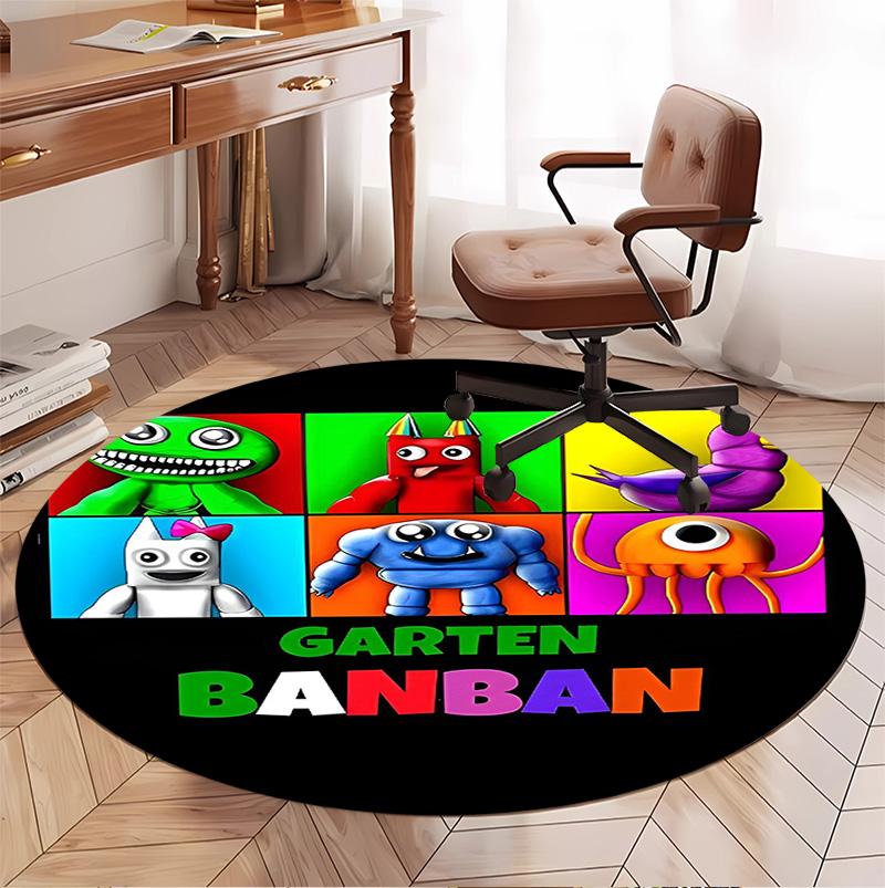 Game Rainbow Friends Pattern Round Rug, Indoor/Outdoor Mat, for Picnic, Gameroom, Bedroom, Office, Living Room, Home Decor Carpet, Birthday Gift