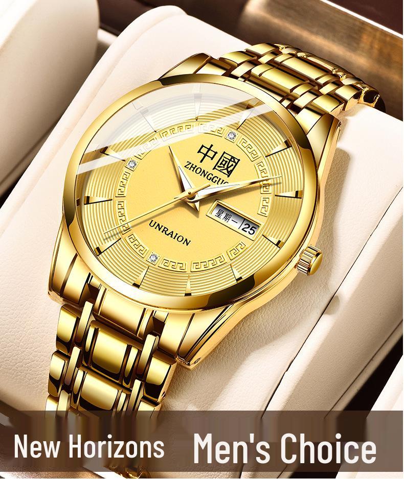 Мужские водонепроницаемые винтажные кварцевые часы из нержавеющей стали с двойным календарем