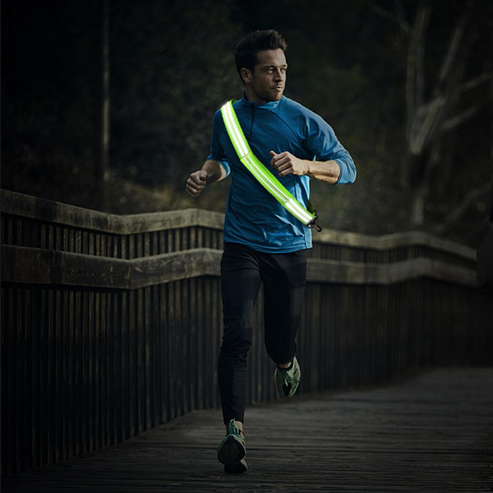 Reflective Shoulder Strap Reflective Belt Adjustable Cycling Strap with Pouch Running Gear High Visibility for Running Cycling