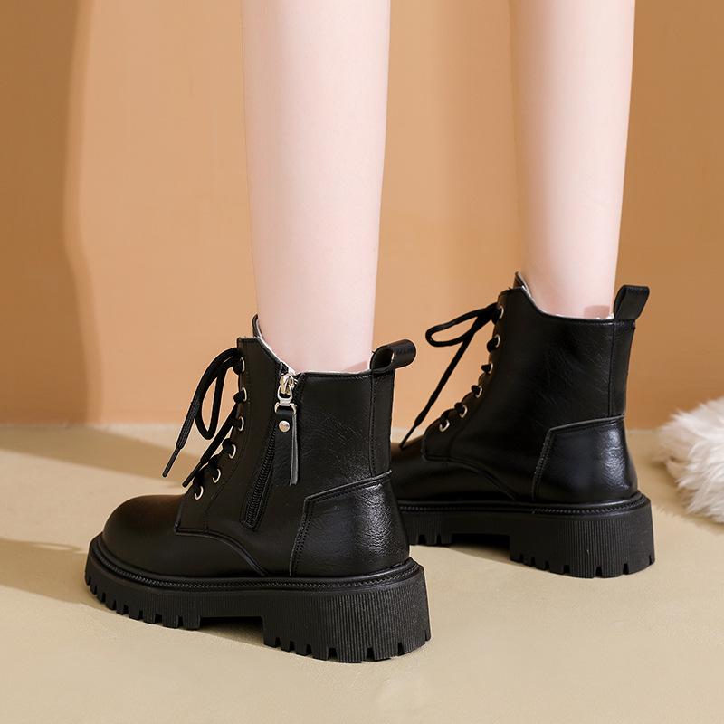 Модные ботинки Мартин женские осенне-зимние новые боковая молния платформа в британском стиле короткие ботинки ins