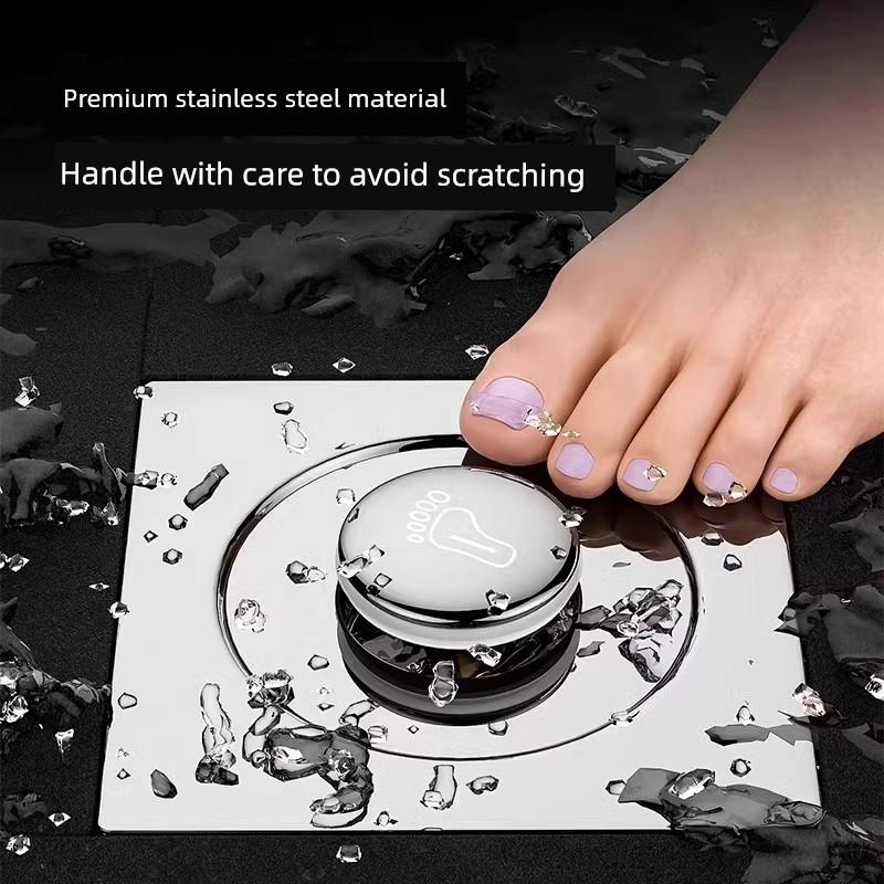 Bathroom Floor Drain Anti-Odor Device with Pop-Up Core Seal Cover, Universal Anti-Odor and Anti-Pest Gadget, Press-Type Foot Pedal