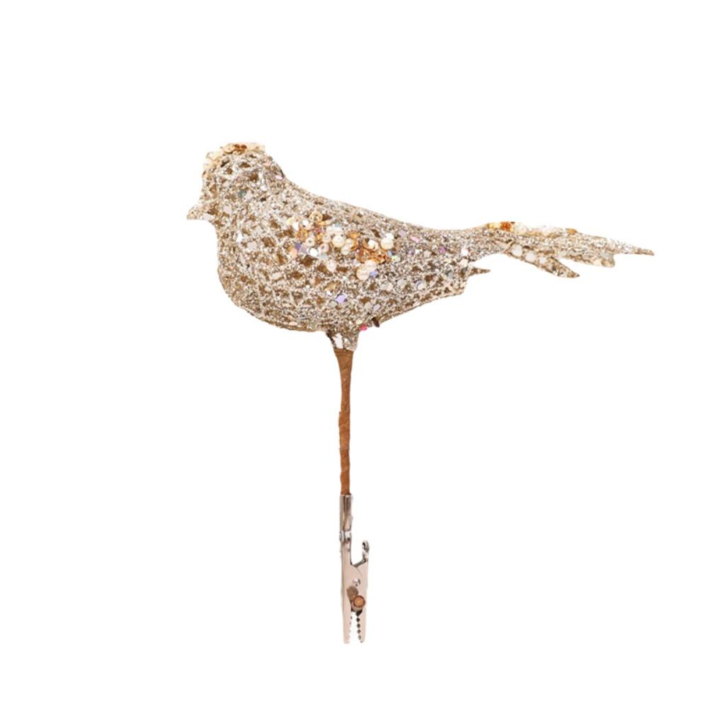 with Sequins and Pearl Christmas Tree Hanging Bird Hollow Sparkling Bird Hanging New Year