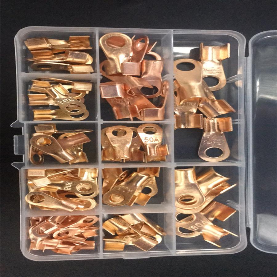 90pcs Copper Battery Cable Connector Terminal Open Lugs Wire Terminals OT 10A-100A