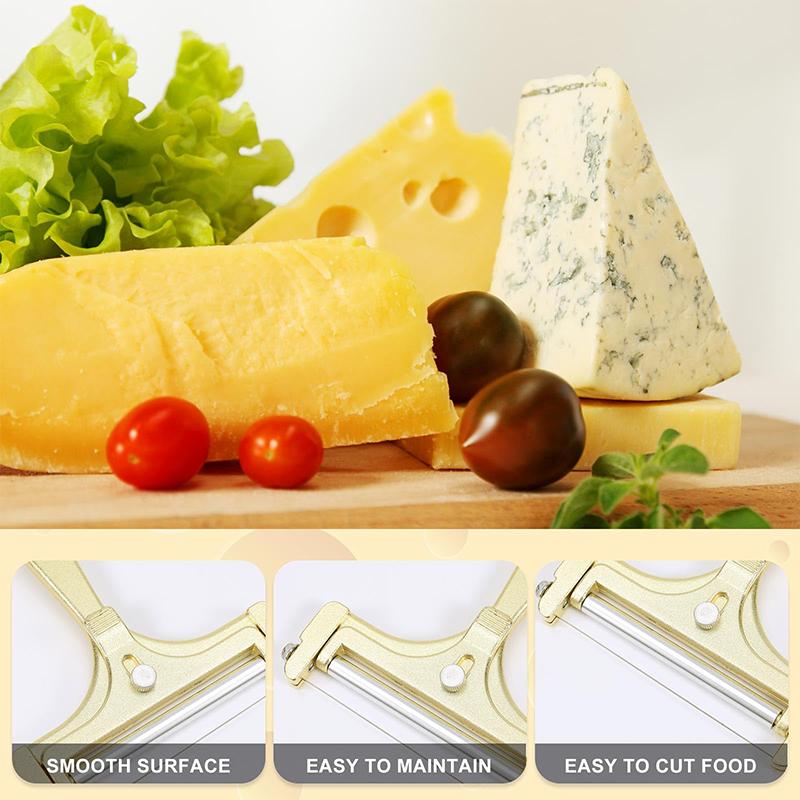 Premium Cheese Cutter & Slicer - Stainless Steel, Adjustable Wire, Includes 4 Additional Wires