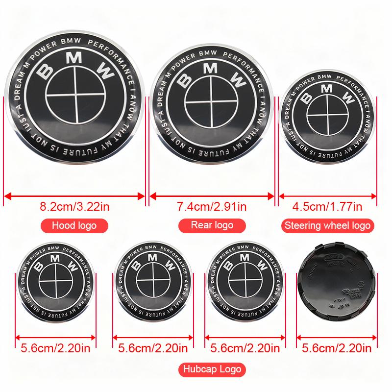 BAAWW1 7Pcs Car Hood Rear Emblem Steering Wheel Stickers Rims Cap Badge For BMW F20 E36 E46 X6 M4 E60 E93 E87 G01 G20 X3 X5 F30 E53 E90