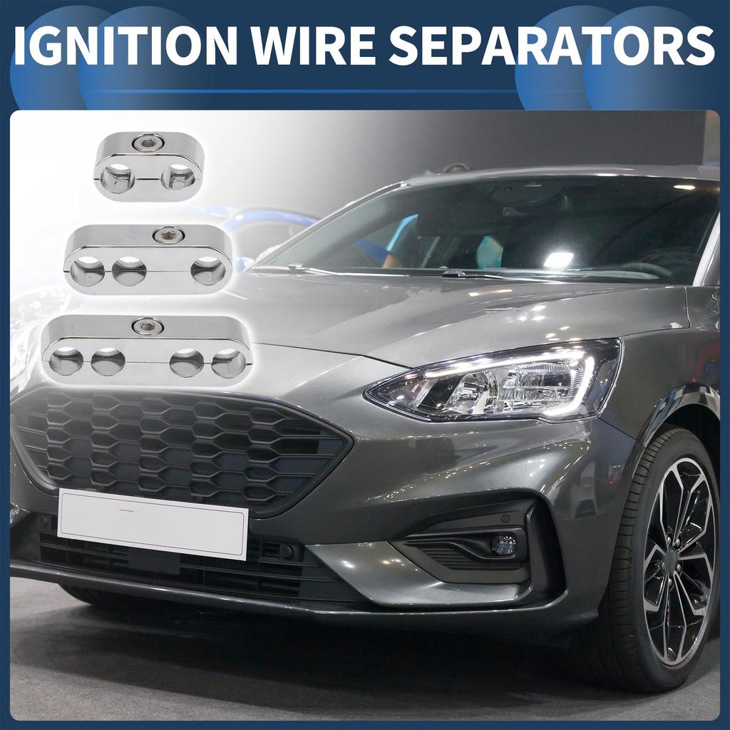 INFINAUTO Engine Spark Plug Separator Internal 7mm 8mm Ignition Wire Separator Holder for Chevrolet Ford Plastic Silver Tone 12pcs