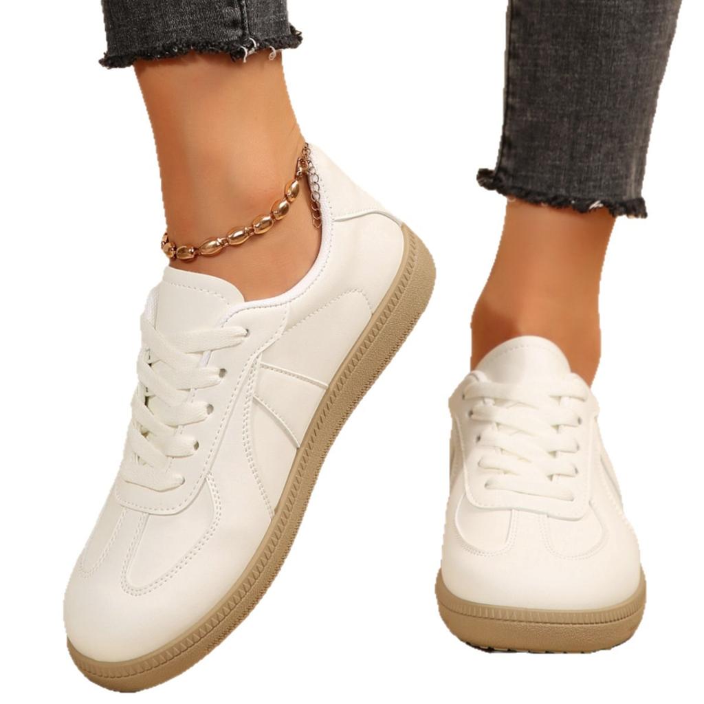 Ретро женская обувь Dexun 2025 новая летняя на плоской подошве износостойкая маленькая белая спортивная и повседневная обувь Forrest Gump на шнуровке