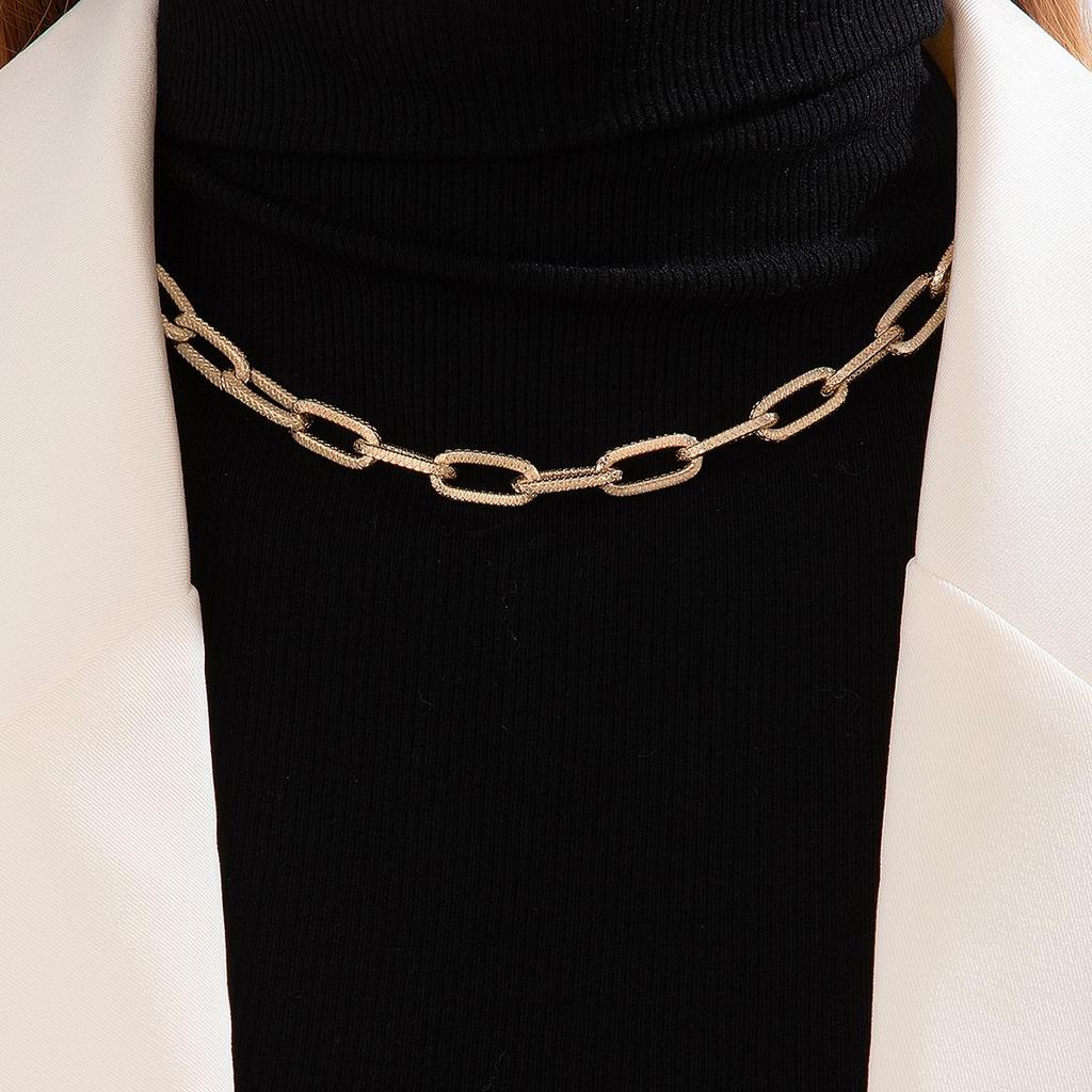 Творческая личность, широкое ожерелье в виде скрепки для женщин, ювелирные изделия, грубая текстура, панк, холодный стиль, ожерелье на ключице