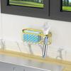 2-in-1 Sponge Holder for Kitchen Sink, Sink Caddy Kitchen Sink Organizer with 3 Suction Cups, No Drill Rustproof Sink Sponge Holder