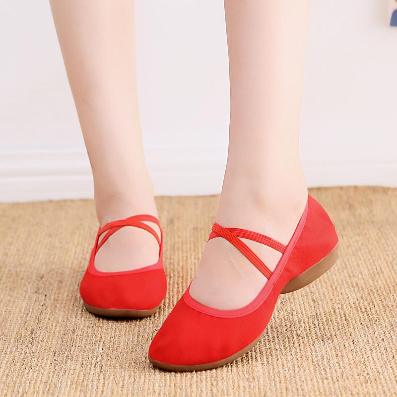 Дышащая обувь для танцев на все сезоны, подошва из коровьей кожи, нескользящая парусиновая обувь, кожаная мягкая подошва, женская обувь для танцев