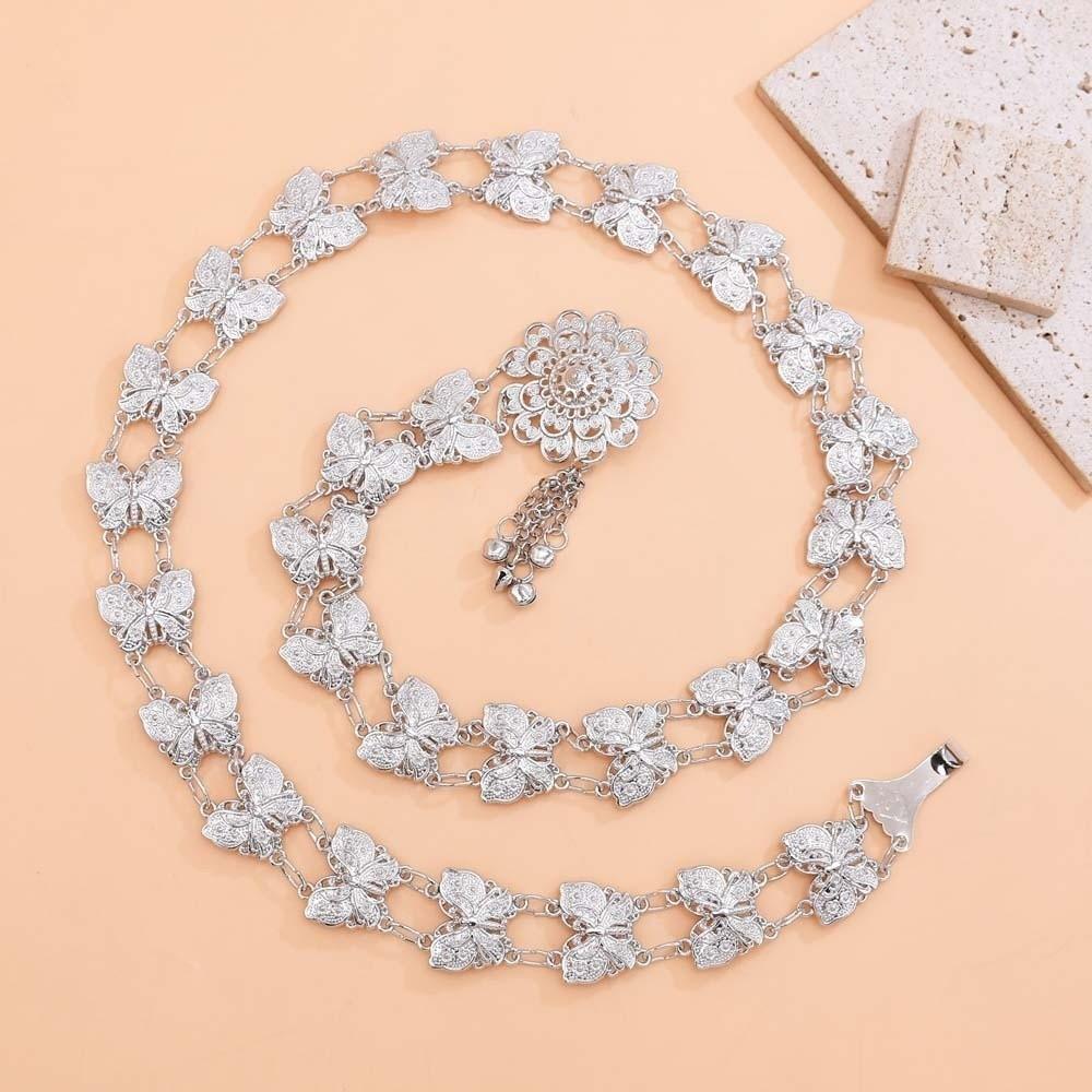 Retro Tassel Dai Ethnic Style Belt Metal Golden Waist Chain Thai Style Waistband for Gift