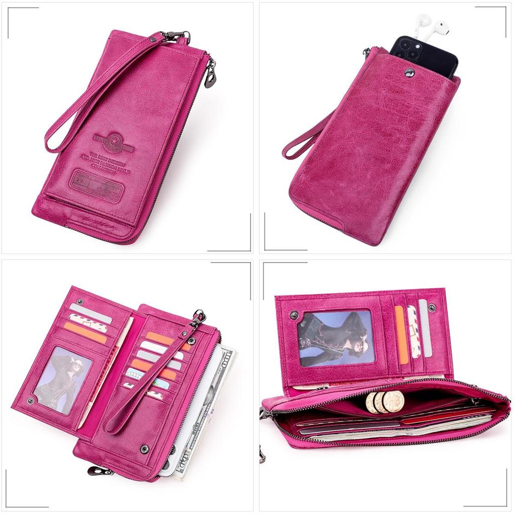 CONTACT'S Genuine Leather RFID Men's Wallet Long Male Purse Man's Clutch Wallets Card Holders