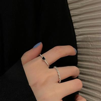 Кольцо «Любовь» с черным цирконом «Холодный ветер», нишевый дизайн, легкая роскошь, высококачественное кольцо на указательном пальце, милые и крутые украшения.