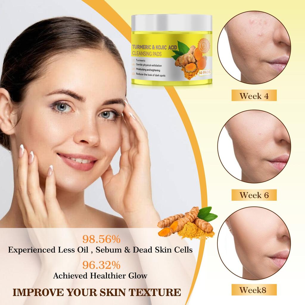 Очищающие диски, очищающие диски Kojic помогают сбалансировать жир и воду кожи, увлажняют, удаляют излишки кератина с кожи тела, 50 шт. /20 мл