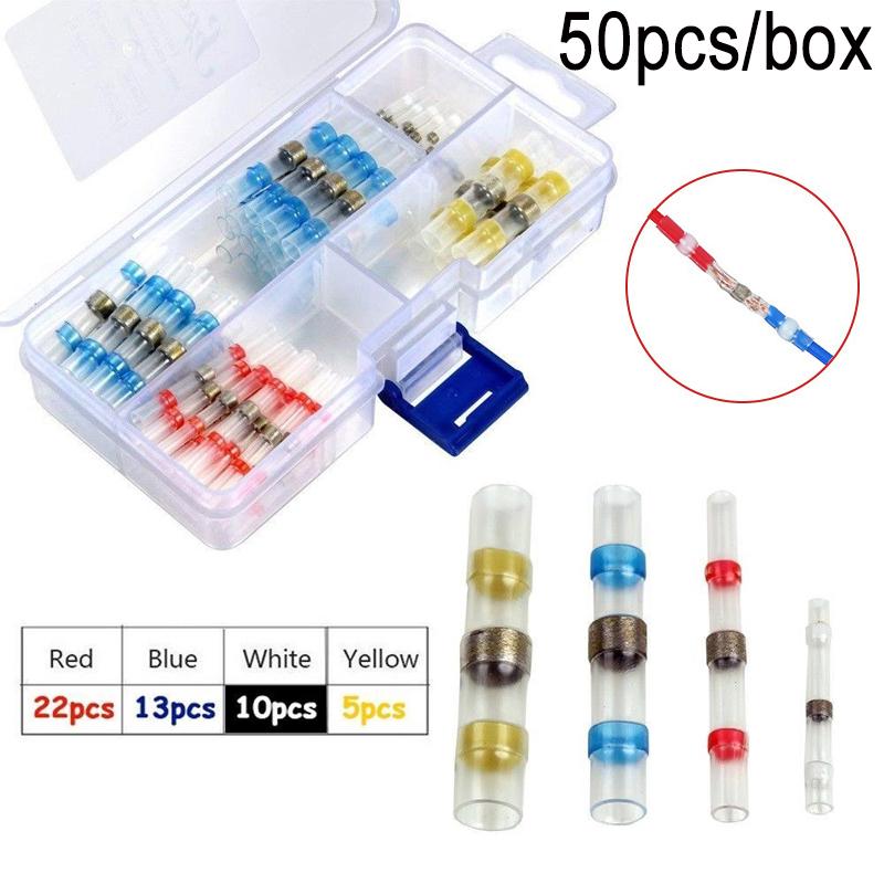 10 ~ 250 шт. соединители для проводов с припоем, водонепроницаемые термоусадочные стыковые соединители, клеммы для электрических проводов, изолированные стыковые соединения