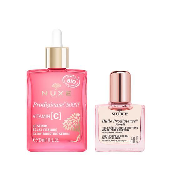 NUX E Prodigy Boost Сыворотка для усиления сияния, 30 мл, специальная (+ 10 мл цветочного масла в комплекте.)