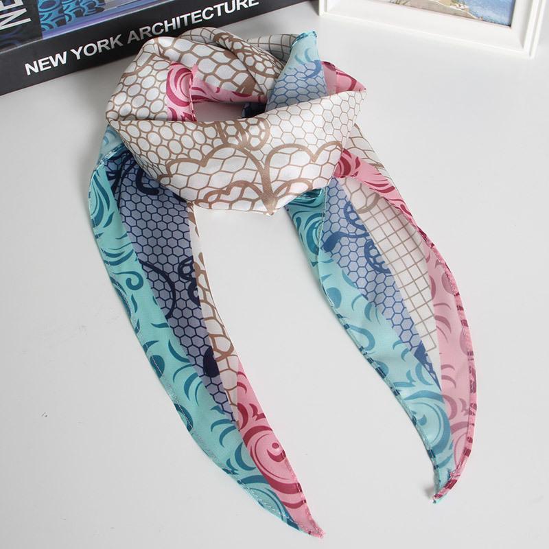 1116 autumn and winter silk scarf small square scarf women's new silk scarf versatile Korean printed plain weave parallel scarf wholesale