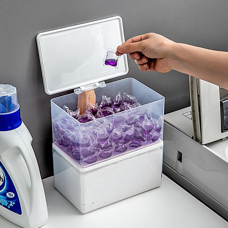 1 шт. Контейнер для капсул для стирки Большой вместимости Коробка для хранения стирального порошка Органайзер для ароматических бусин Влагозащищенный