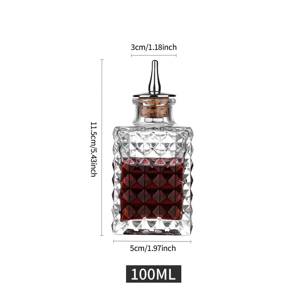 Cocktail Bitters Bottle Vintage Glass Design with Stainless Steel Dasher Top Professional Bar Accessory Bar Tool 30/50/90/100ml