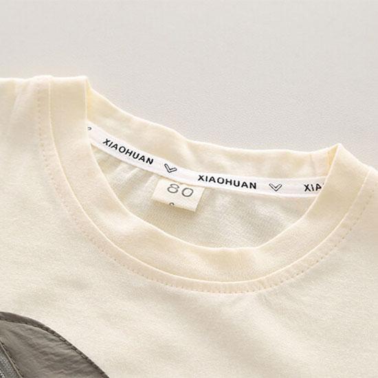 Одежда для маленьких мальчиков, летняя новая модная футболка с большим карманом + шорты, однотонная хлопковая футболка из двух предметов