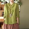 Women's Ethnic Chinese Embroidery T Shirt Top Loose Casual Office Shirt