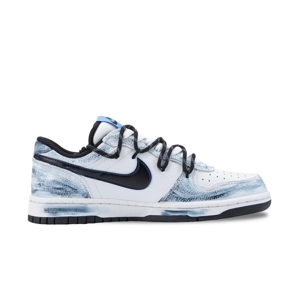 Nike Big Dusk Tinted Smoky Waves Slip Resistant Abrasion Resistant Low top Skateboard Shoes Unisex White Blue 355152-107(Team836-)