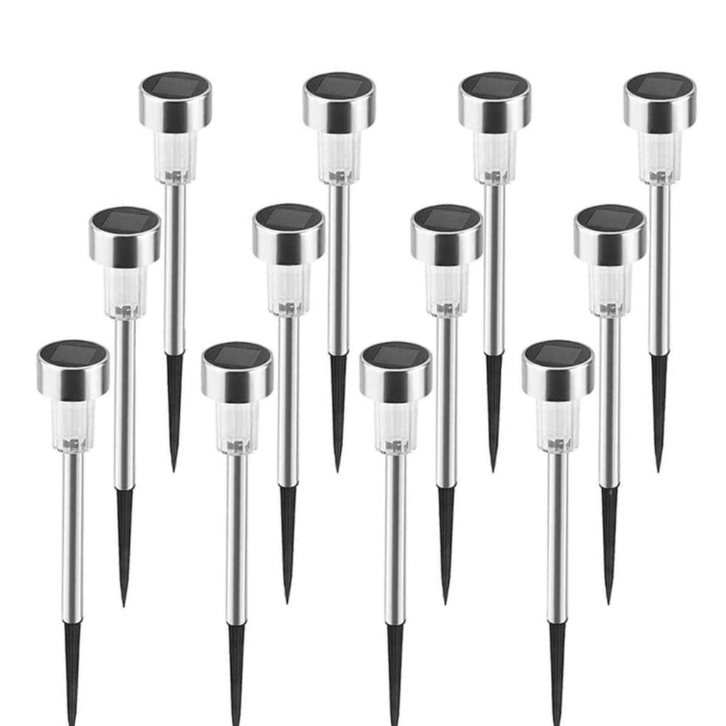 Set of 12 LED Garden Lights, Outdoor, Waterproof, Solar-Powered, Recessed, Light Sensor, Automatically Turns On At Night, Security, Solar Powered,