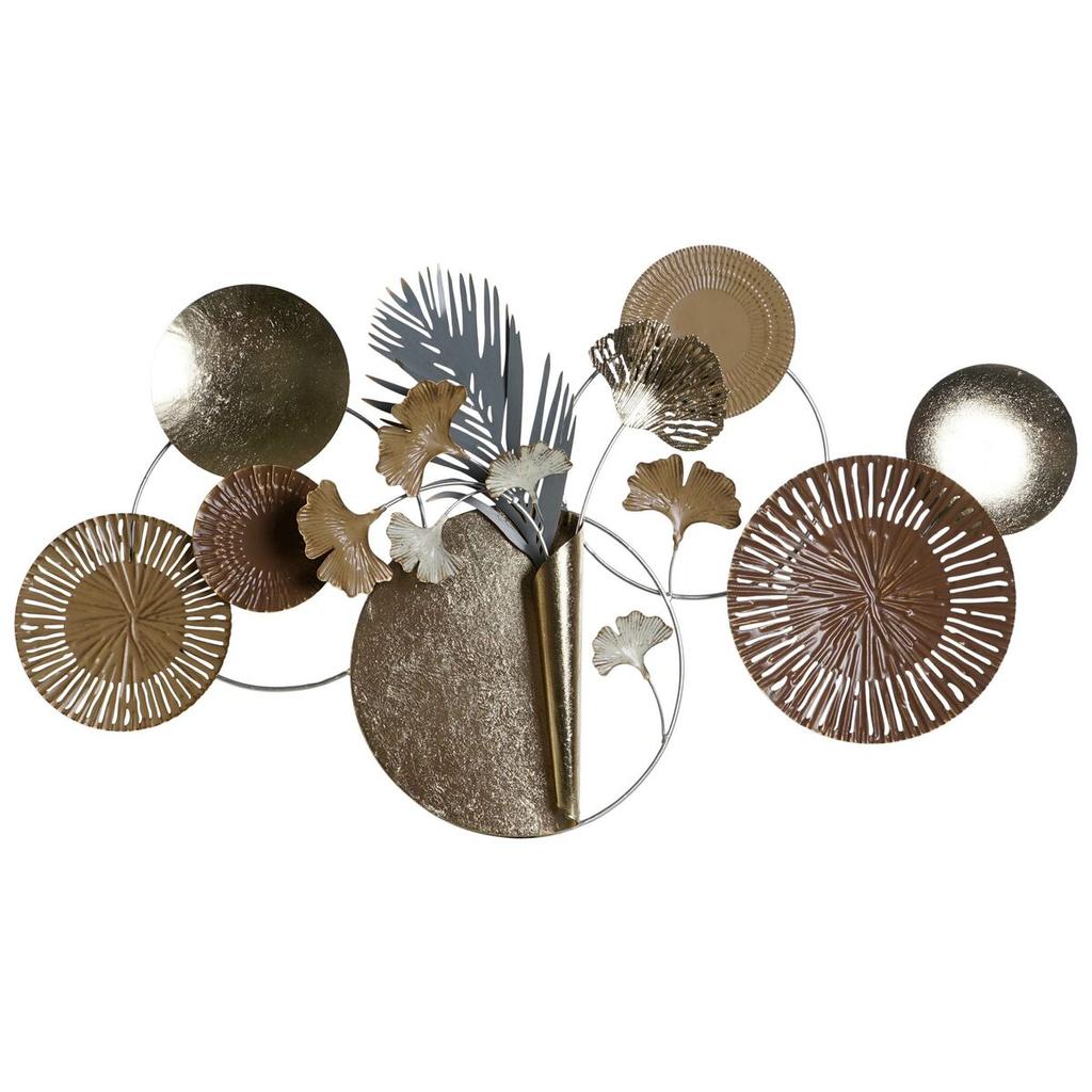 Decorative Figure DKD Home Decor 90 X 8.3 X 49 Cm Gray Golden Copper Circles