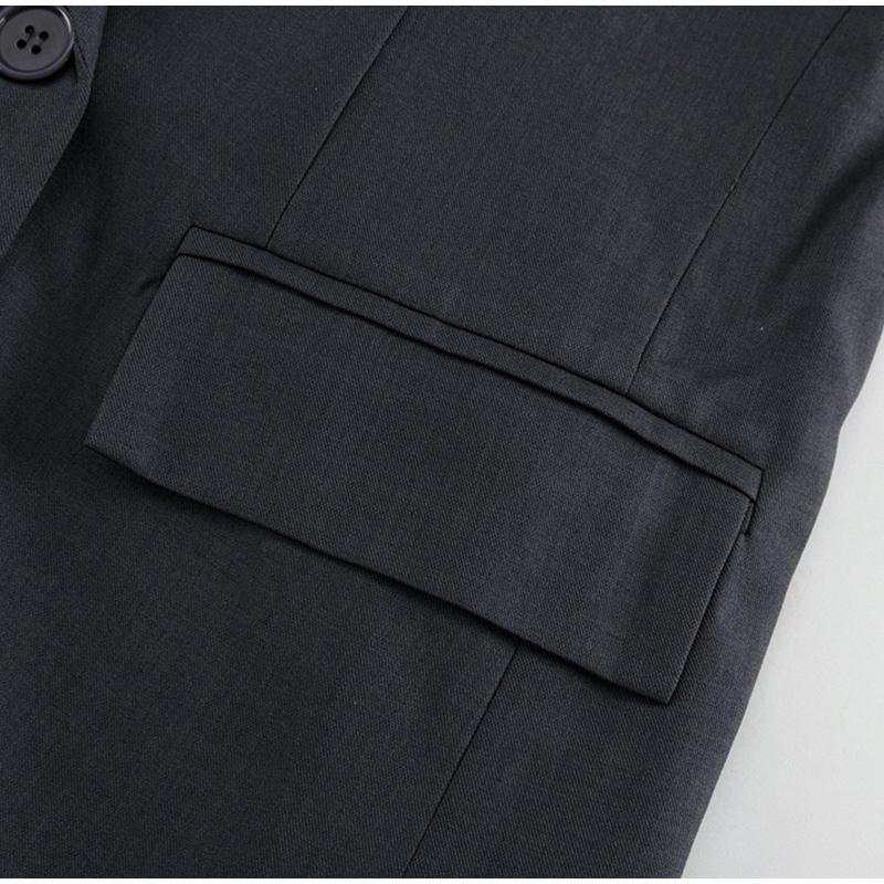 Женский костюм из 2 предметов, элегантный пиджак с карманом на пуговицах и длинным рукавом, высокая талия, прямые брюки, женский офисный наряд 2025 года на весну и осень