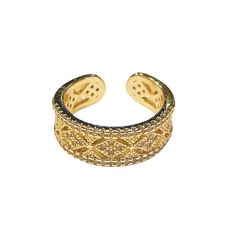 Средневековый французский ретро придворный стиль открытое кольцо полностью усыпанное бриллиантами, микроинкрустация цирконом, нишевый дизайн, высококлассные персонализированные аксессуары