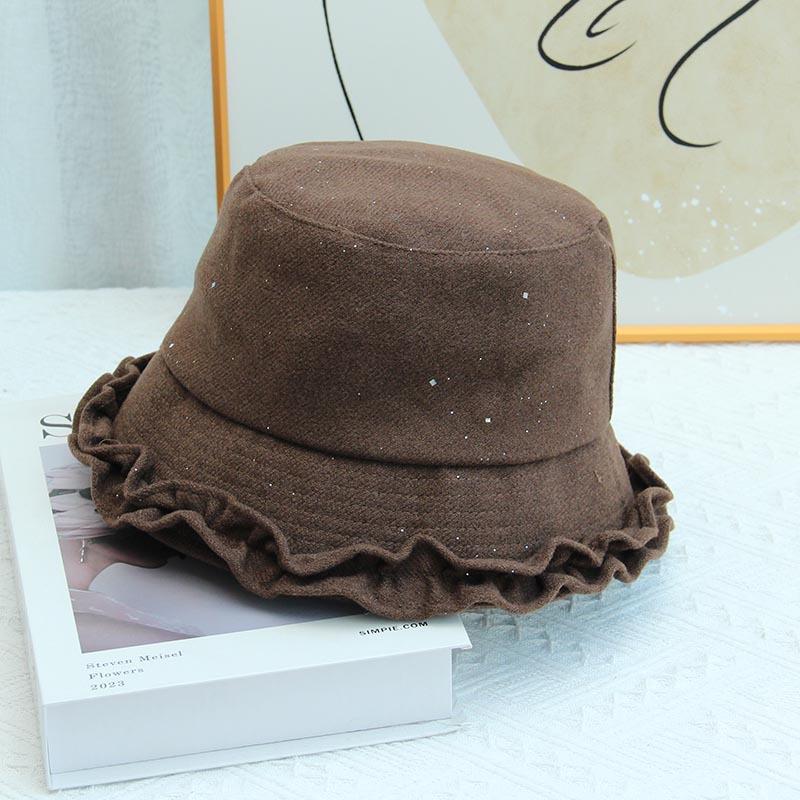 Japan and Korea fashion retro sweet fungus edge bucket hat women's three-dimensional hat type bucket hat showing washbasin hat autumn and winter tide