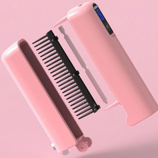 Foldable Hair Straightener Comb 3 Temperatures LED Display Fast Heating USB Rechargeable  Ionic Hot Brush Electric Hair Styling Detangling Comb