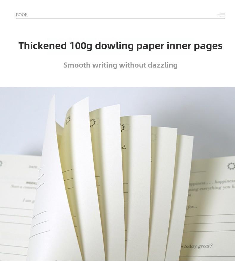 Gold Stamped Linen Gratitude Journal - English Version, Compact 5-Minute Diary