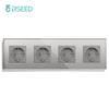 BSEED Single EU Socket Double Power Outlets Triple Electric Sockets Crystal Glass Wall Sockets White Black Gold Gray 16A