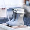 Fashion 2024 New Rain Shoes Female Mid-calf Thick Bottom Waterproof Boots Non-slip Fashion Water Shoes Kitchen Zapatos Para Mujeres