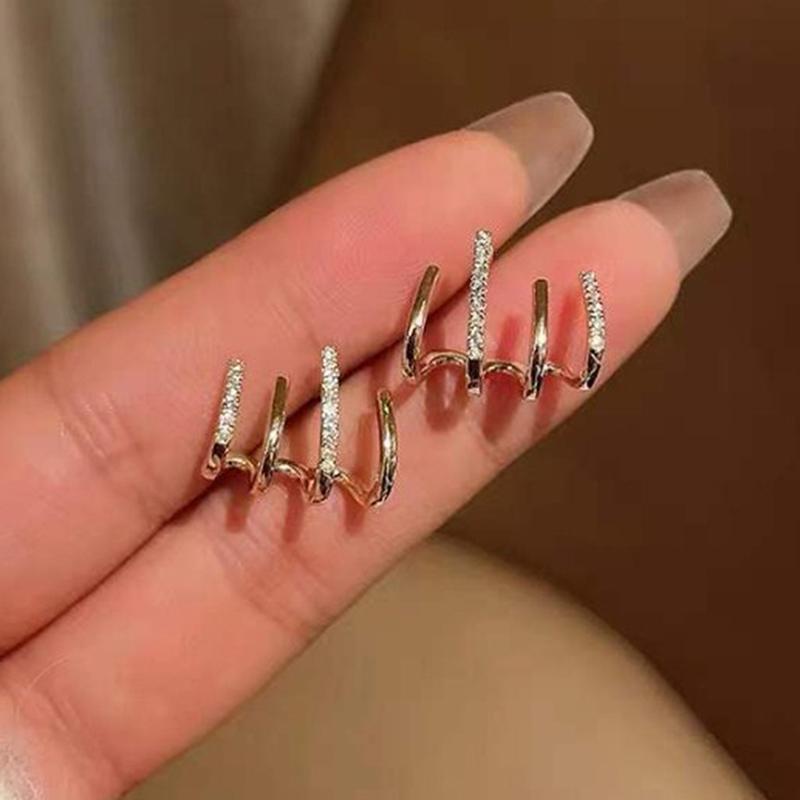 Серьги с четырьмя рядами когтей, женские, простые, корейские, блестящие, вечерние серьги