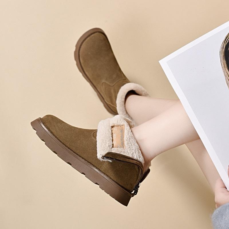 Зимние ботинки Хлопковые ботинки Плоские ботинки Повседневные короткие ботинки