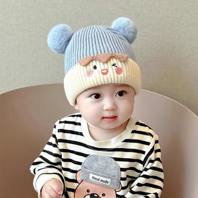 1 шт. Милая теплая шапочка для младенцев для мальчиков и девочек, модная, милая, мультяшная, вязаная крючком шапка для малышей, осень-зима, уличная вязаная шапка