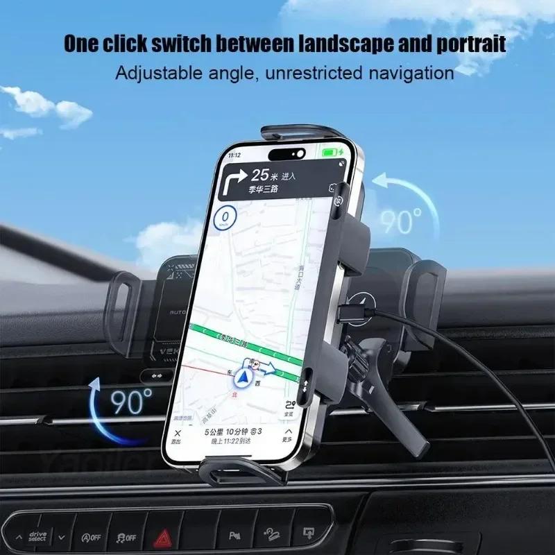 NEW Universal 15W Dual Coil Wireless Car Charger for Samsung Galaxy Z Flip 4 3 IPhone Auto Clamp Fast Car Charging Phone Holder