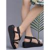 Shoetopia Женские и детские черные босоножки на танкетке  Однотонный дизайн с перекрещивающимися ремешками  Стильные, удобные, прочные каблуки  Идеа